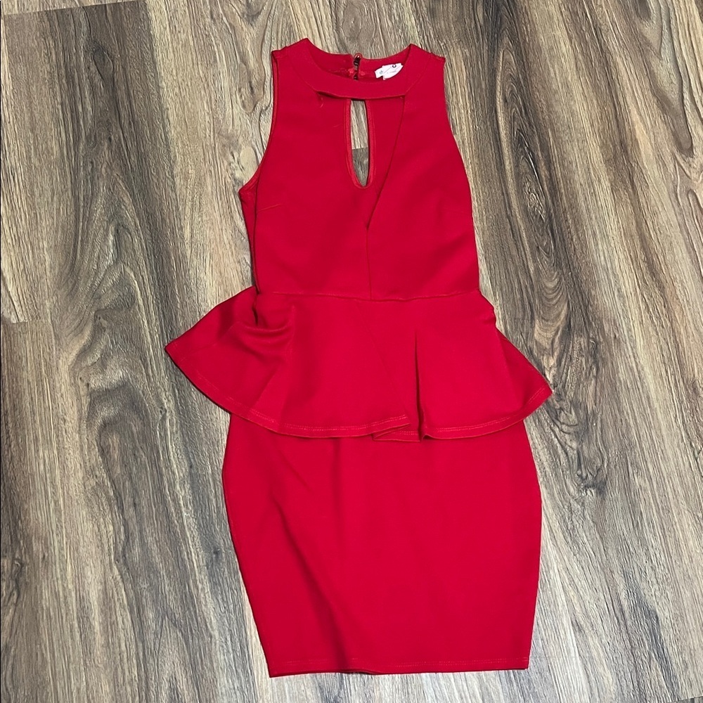 Charlotte Russe Red Peplum Keyhole Sheath Dress